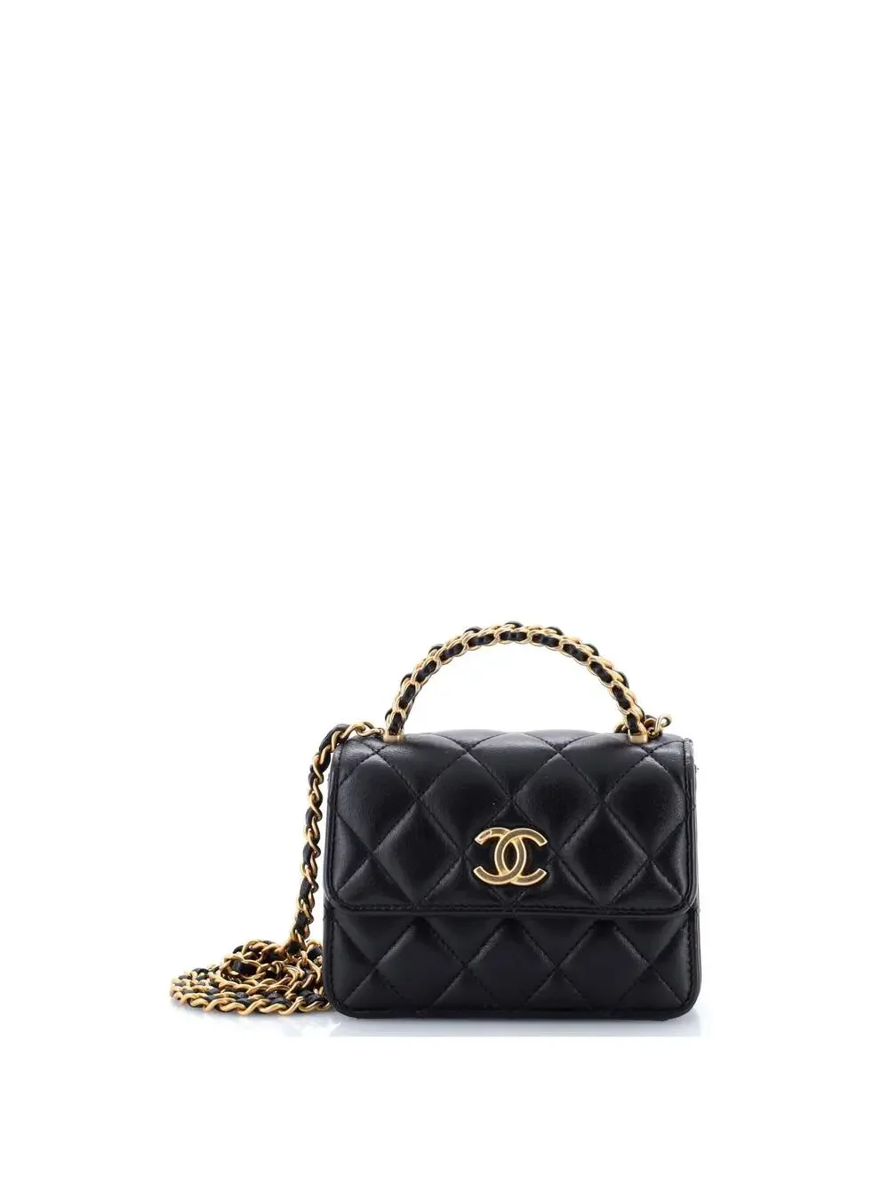 Chanel Woven Top Handle Cc Flap Clutch #239858C44B
